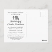 Carte postale d'invitation pour les 11 ans avec ph (Dos)