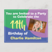 Carte postale d'invitation pour les 11 ans avec ph (Devant)