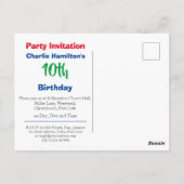 Carte postale d'invitation pour un 10e anniversair (Dos)