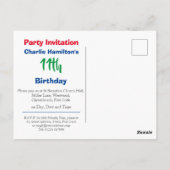Carte postale d'invitation pour un 11e anniversair (Dos)