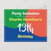 Carte postale d'invitation pour un 13e anniversair (Devant)