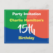 Carte postale d'invitation pour un 15e anniversair (Devant)