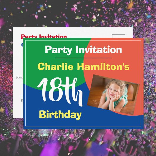 Carte postale d'invitation pour un 18e anniversair