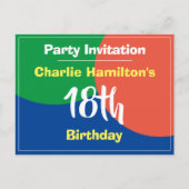 Carte postale d'invitation pour un 18e anniversair (Devant)