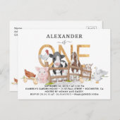 Carte postale d'invitation pour un 1er anniversair (Devant / Derrière)