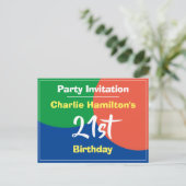 Carte postale d'invitation pour un 21e anniversair (Debout devant)