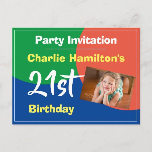 Carte postale d'invitation pour un 21e anniversair (Devant)