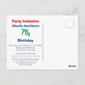 Carte postale d'invitation pour un 7e anniversaire (Dos)
