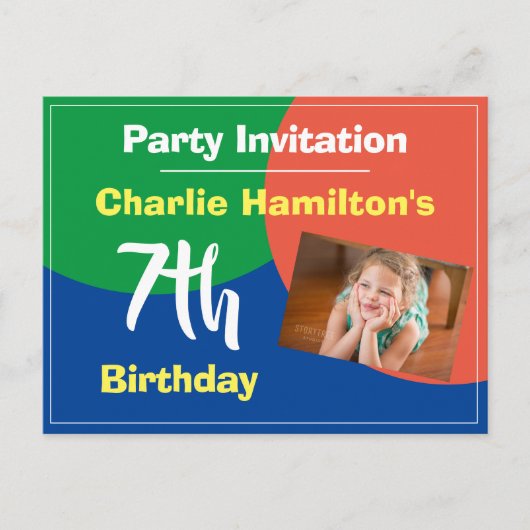 Carte postale d'invitation pour un 7e anniversaire (Devant)