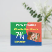 Carte postale d'invitation pour un 7ème anniversai (Debout devant)