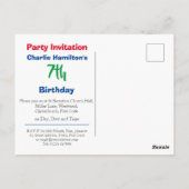 Carte postale d'invitation pour un 7ème anniversai (Dos)