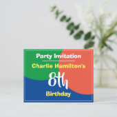 Carte postale d'invitation pour un 8e anniversaire (Debout devant)