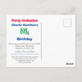 Carte postale d'invitation pour un 8e anniversaire (Dos)