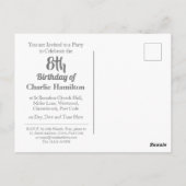 Carte postale d'invitation pour un 8e anniversaire (Dos)