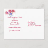 Carte postale d'invitation pour un BBQ du 4 juille (Dos)