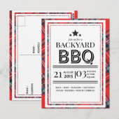 Carte postale d'invitation pour une fête BBQ à car (Devant / Derrière)