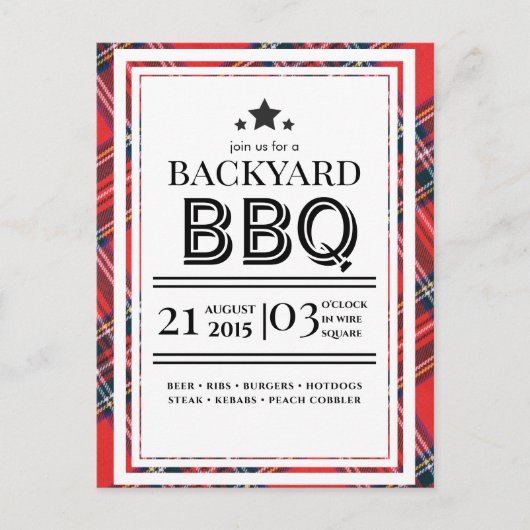 Carte postale d'invitation pour une fête BBQ à car (Devant)