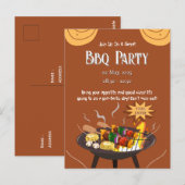 Carte postale d'invitation pour une fête BBQ marro (Devant / Derrière)