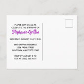 Carte postale d'invitation pour une fête d'anniver (Dos)