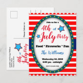 Carte postale d'invitation pour une fête de 14 jui (Devant / Derrière)