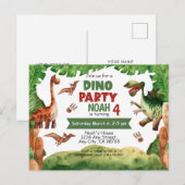 Carte postale d'invitation pour une fête de 4 ans  (Devant / Derrière)