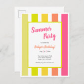 Carte postale d'invitation pour une fête d'été aux (Devant / Derrière)