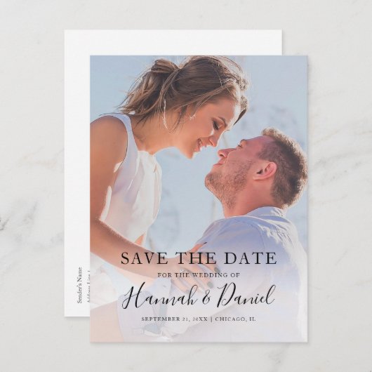 Carte postale d'invitation "Save the Date" avec ph (Devant / Derrière)