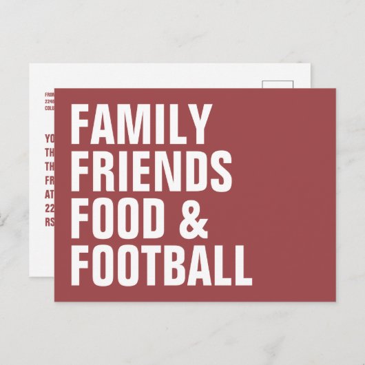 Carte postale d'invitation Thanksgiving (Devant / Derrière)