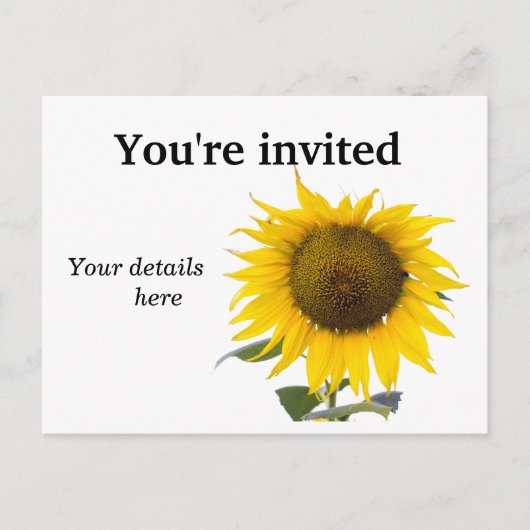 Carte postale d'invitation Tournesol (Devant)