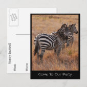 Carte postale d'invitation Zèbre (Devant / Derrière)
