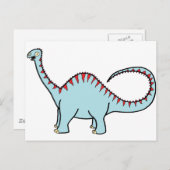 Carte Postale Diplodocus bleu (Devant / Derrière)