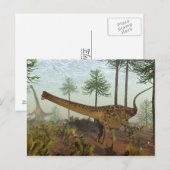 Carte Postale Diplodocus dinosaures parmi les araucaires - 3D re (Devant / Derrière)