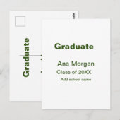 Carte Postale Diplômé ajouter nom école nom promotion 20XX simpl (Devant / Derrière)