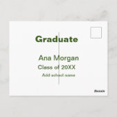 Carte Postale Diplômé ajouter nom école nom promotion 20XX simpl (Dos)