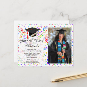 Carte Postale Diplôme de Casquette noir Confetti Party