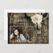 Carte Postale Diplôme de crâne de taureau de style country rusti (Devant / Derrière)