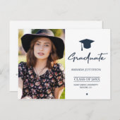 Carte Postale Diplôme de la Marine | Script moderne photo simple (Devant / Derrière)