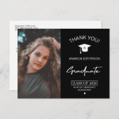 Carte Postale Diplômé de la photo de graduation moderne merci (Devant / Derrière)