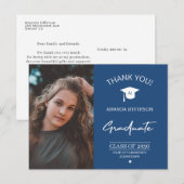 Carte Postale Diplômé de la photo de graduation moderne merci po (Devant / Derrière)