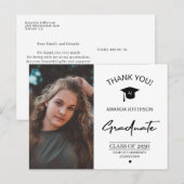 Carte Postale Diplômé de la photo de graduation moderne merci po (Devant / Derrière)
