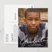 Carte Postale Diplôme de photo de superposition de script blanc  (Devant / Derrière)