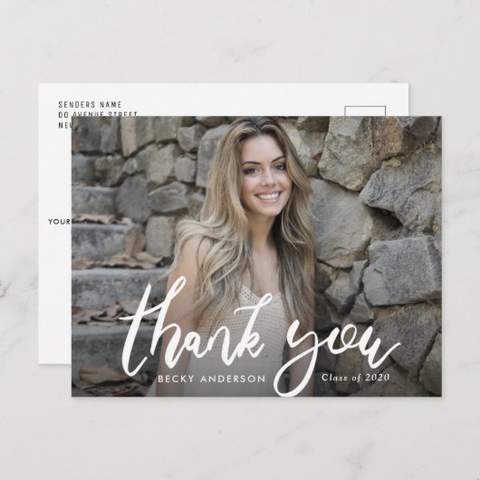 Carte Postale Diplôme du script de brosse merci (Devant / Derrière)