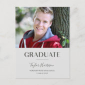 Carte Postale Diplômé(e) Moderne Gris 2025 1-Photo Graduation (Devant)