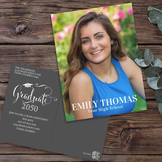 Carte Postale Diplômé élégant calligraphie typographie Photo