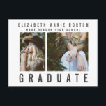 Carte Postale Diplômé multi photo moderne<br><div class="desc">Moderne,  graphique,  carte postale de fin d'études multi photo,  Partie d'une collection.</div>