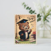 Carte Postale Diplômé Ourson Mignon Vintage (Debout devant)