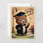Carte Postale Diplômé Ourson Mignon Vintage (Devant / Derrière)