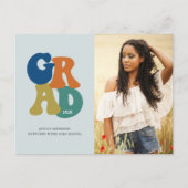 Carte Postale Diplômé Rétro Bleu Années 70 Diplômé Groovy 2023 (Devant)