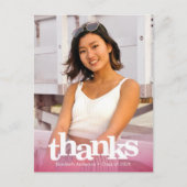 Carte Postale Diplôme rose photo typographie audacieuse merci (Devant)