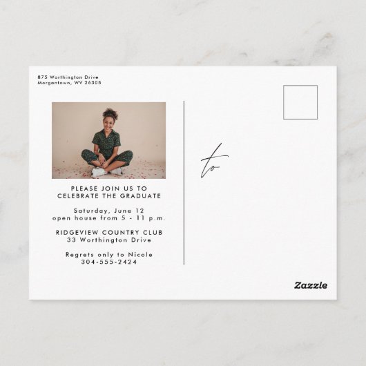 Carte Postale Diplômé script moderne simple 2 graduation photo (Dos)